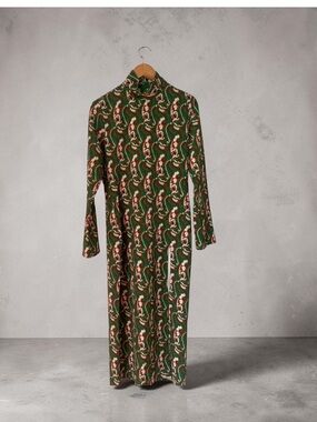 Zara Green Patterned Long-Sleeve Turtleneck Shirt